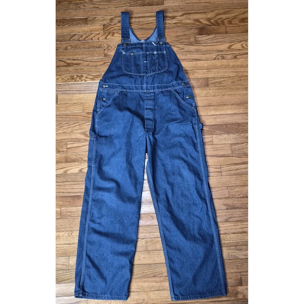 Vintage Sears Denim Overalls Mens 40x30 Blue Workwear Union Made Grunge USA
